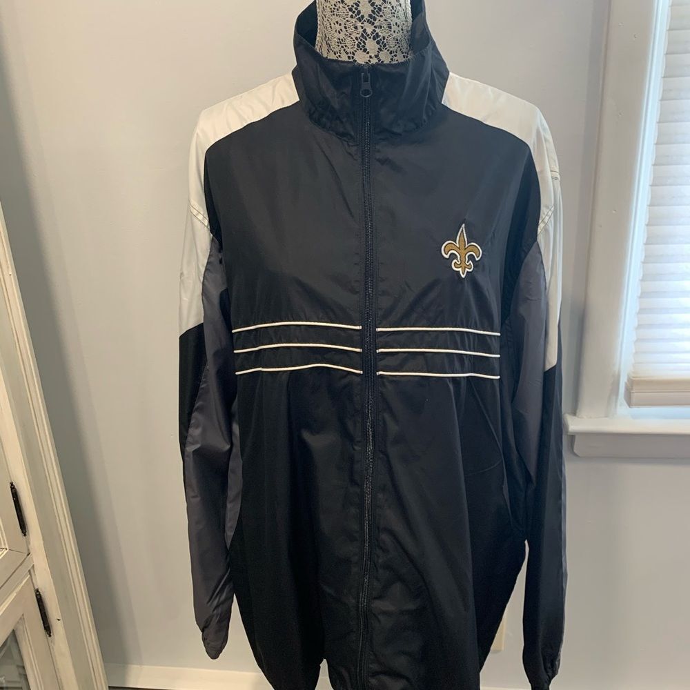 NFL New Orleans Saints Black and White Windbreaker Jacket
